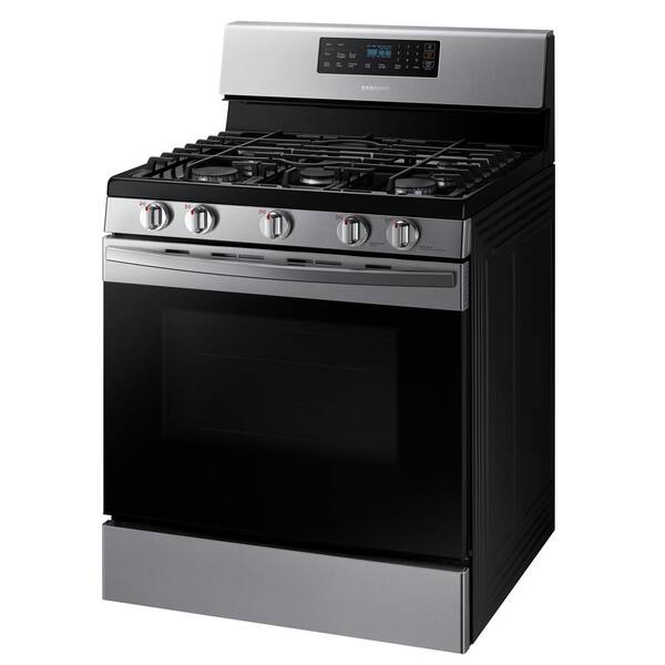 Samsung 30 In 5 8 Cu Ft Gas Range With Self Cleaning Oven In Stainless Steel Nx58r4311ss The Home Depot