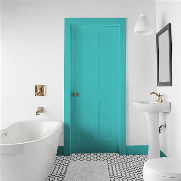 BEHR MARQUEE 1 gal. #MQ4-21 Caicos Turquoise One-Coat Hide Satin Enamel Interior Paint & Primer