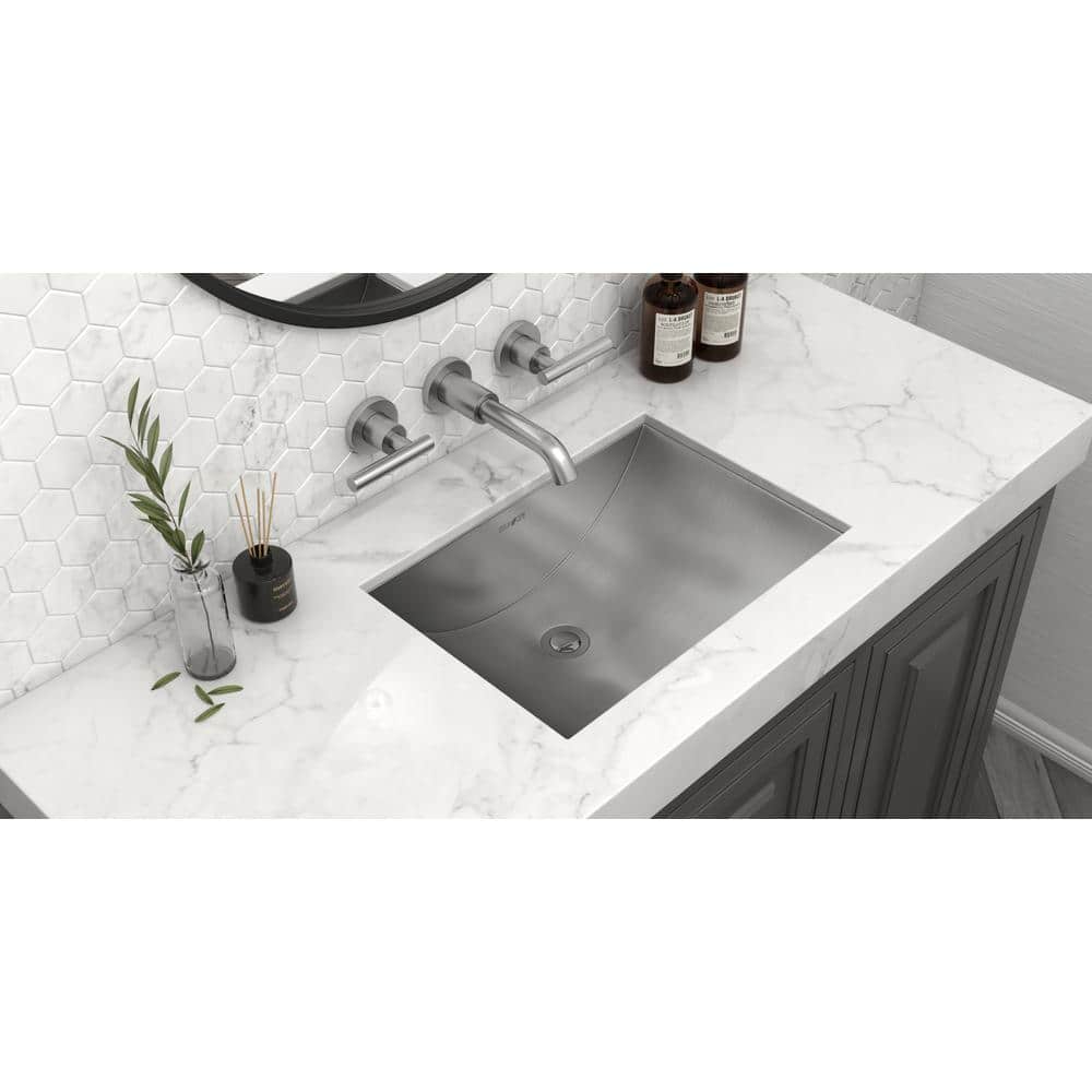 Brushed Stainless Steel Rectangular Undermount Bathroom Sink