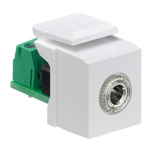 Leviton QuickPort 3.5 mm Stereo Connector Female to Screw Terminal, White