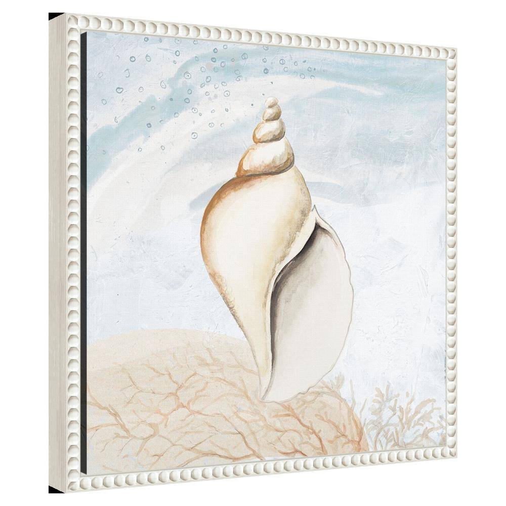 Beaded White Framed Nautical Seashell Canvas Wall Art