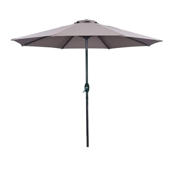maocao hoom 9 ft. Market Round Outdoor Patio Umbrella without Base in Taupe