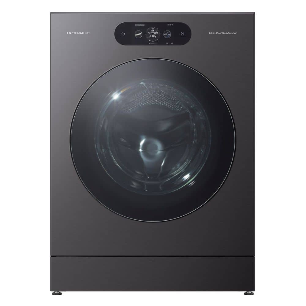 SIGNATURE 5.8 cu. ft. Ventless Smart Front Load Electric Heatpump All-in-One Washer Dryer Combo in Brushed Black Steel