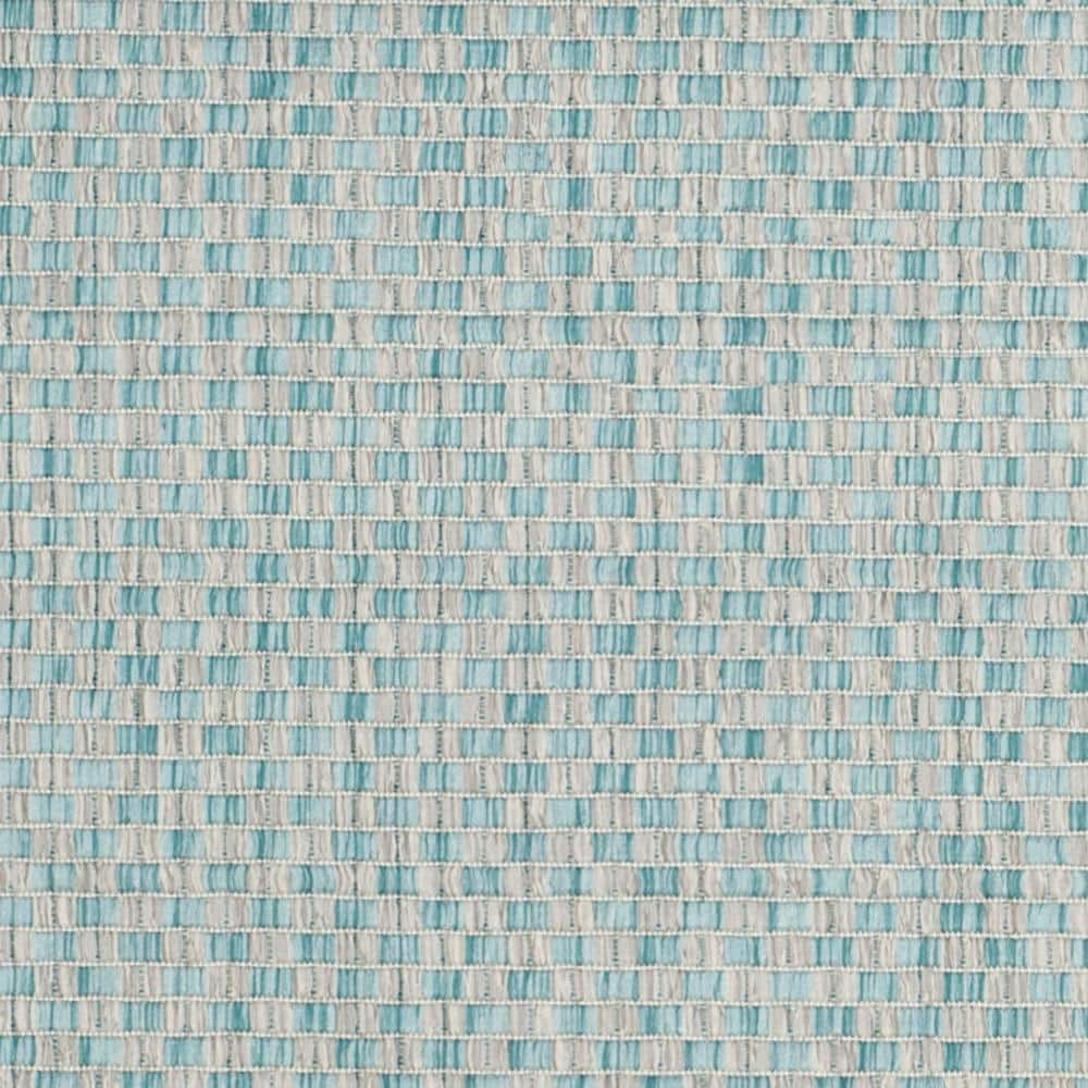 Light Blue and Grey Rectangular Synthetic Outdoor Area Rug