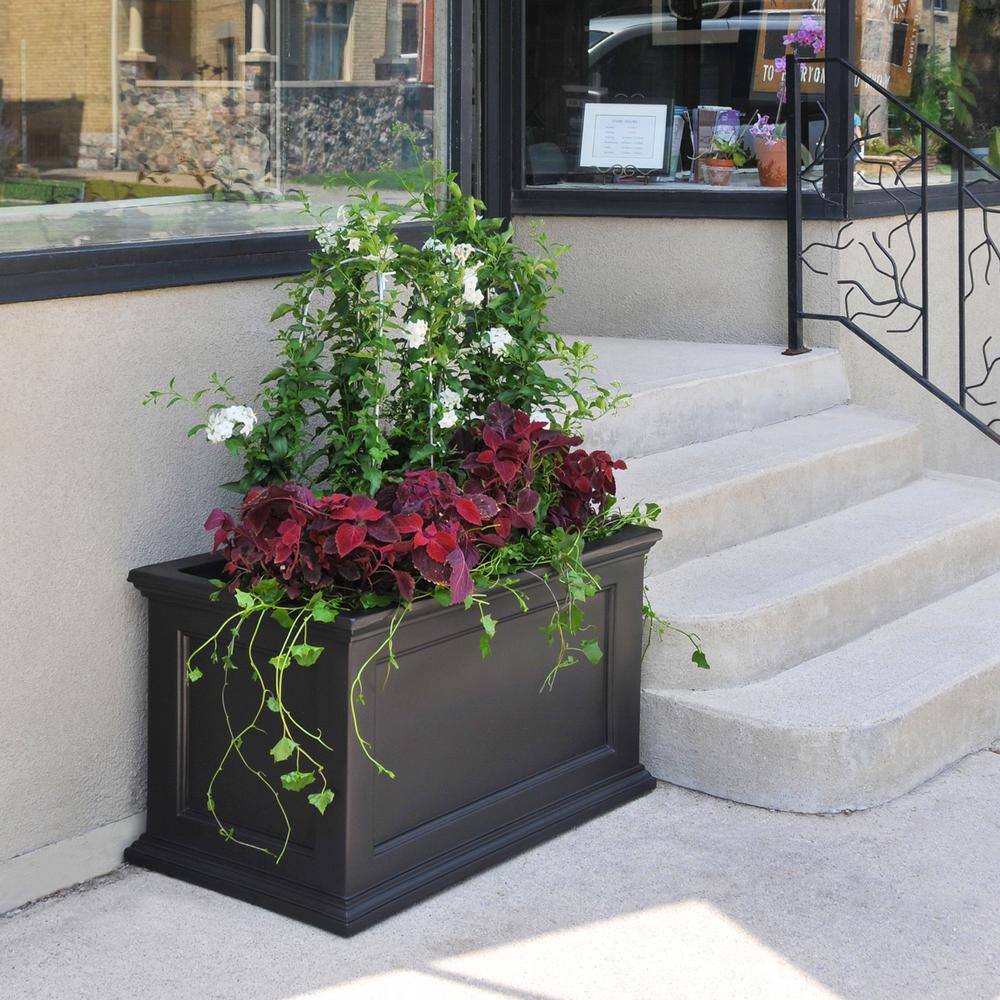 Fairfield 36"x20" Classic Black Self-Watering Polyethylene Planter