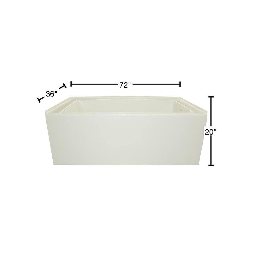 Sydney 72'' White Acrylic Alcove Whirlpool Bathtub