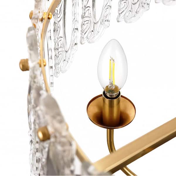 Briignite 24 in. Gold 6-Light Modern Pendant Chandelier, Semi