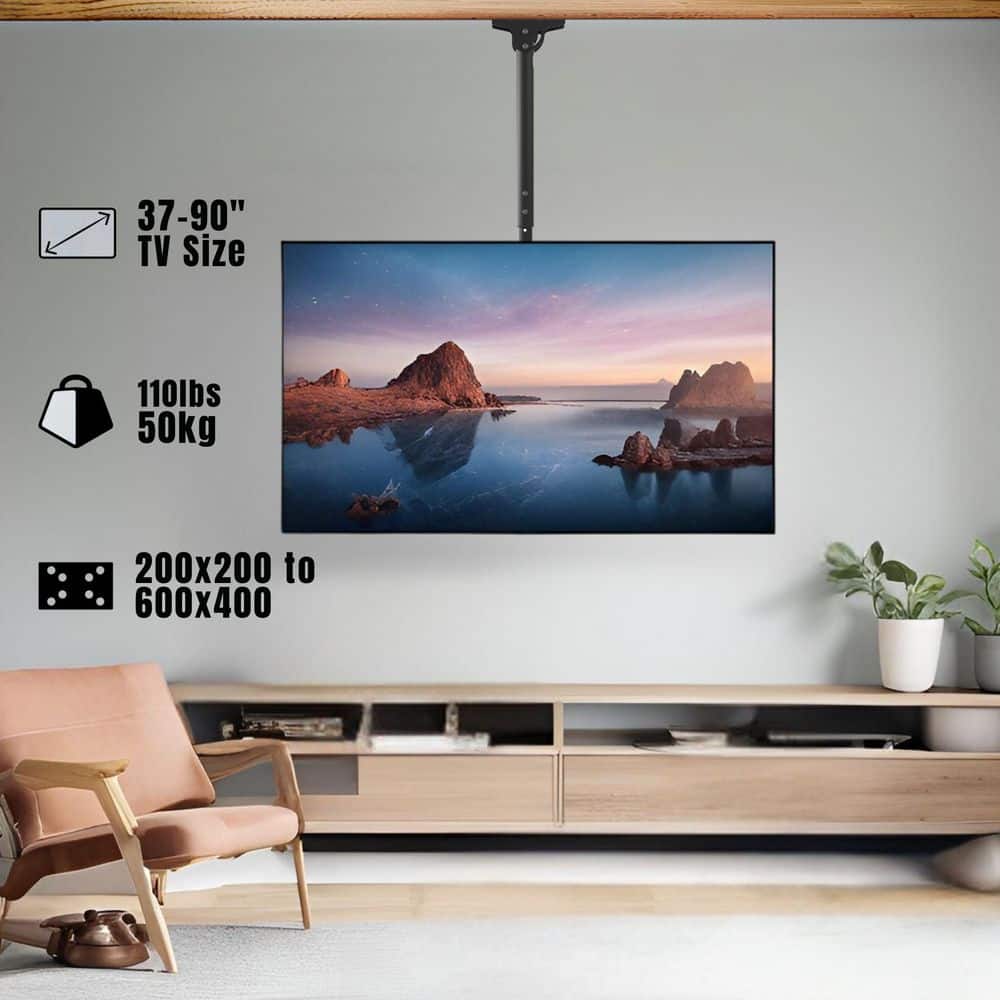 Premium Tilt and Swivel Ceiling TV Mount for 37 in.-90 in. Screens Holds up to 88 lbs.
