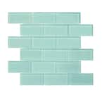 Tiffany May Turquoise 11.625 in. x 11.75 in. Interlocking Glossy Glass Mosaic Tile (0.948 sq. ft./Each)
