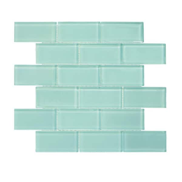 Jeffrey Court May Turquoise 11, Glass Mosaic Tile Backsplash Home Depot