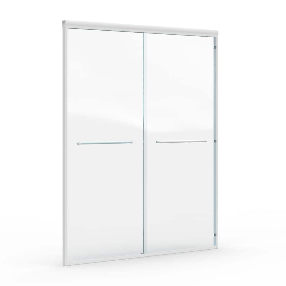 "60 in. W x 72 in. H Double Sliding Semi-frameless Shower Doors in White with 1/4 ""(6 mm) SGCC&ANSI  Clear Tempered Glass" price history on PriceWatchPro