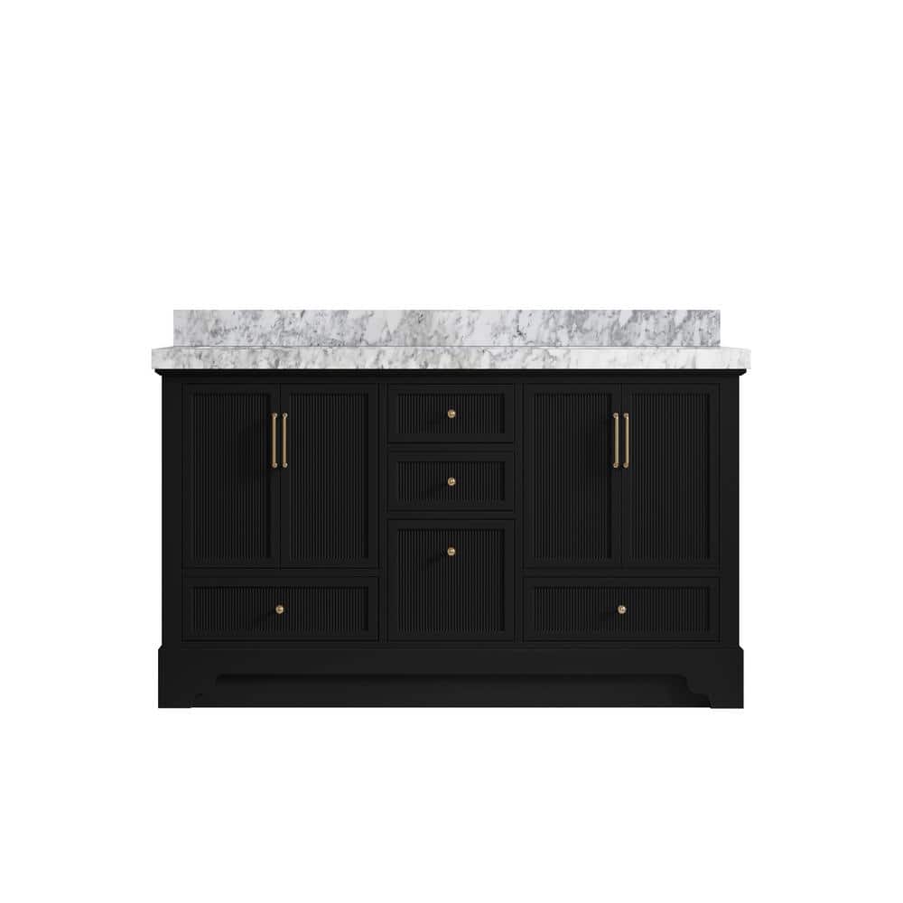 Alys 60 in. W x 22 in. D x 36 in. H Double Sink Bath Vanity in Black with 2 in. Carrara Marble Top price history on PriceWatchPro
