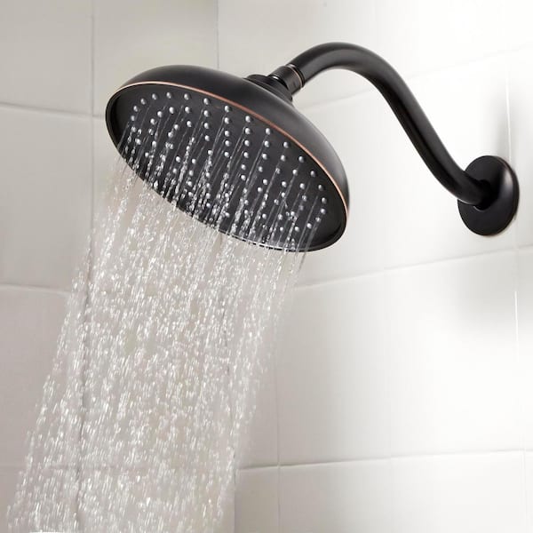 1-Spray 7.5 in. Single Wall Mount Fixed Shower Head in Bronze