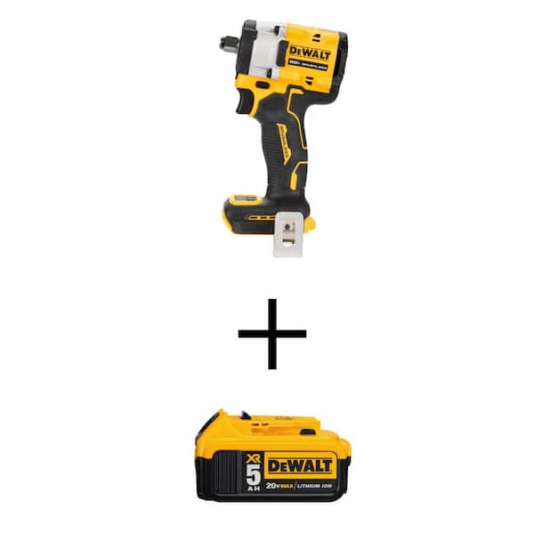 DEWALT 20-Volt Cordless 1/2 in. Impact Wrench (Tool-Only) with 20-Volt Max Premium Lithium-Ion 5.0 mAh Battery Pack