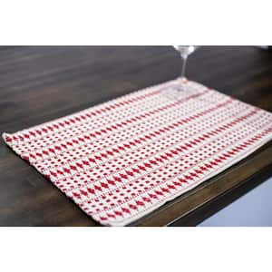 Genevieve Red 100% Cotton Placemat 12 in. x 18 in. (Set of 4)