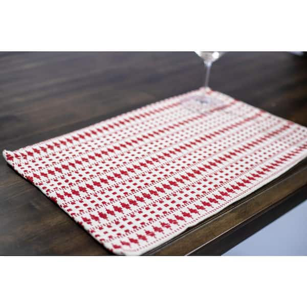 Lintex Genevieve Red 100% Cotton Placemat 12 in. x 18 in. (Set of 4)