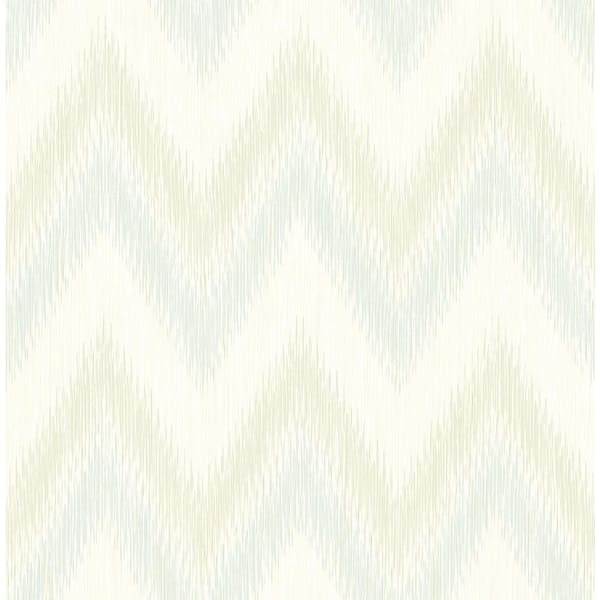 LILLIAN AUGUST Luxe Retreat Seaglass and Eggshell Regent Flamestitch Stringcloth Paper Unpasted Wallpaper Roll (56 sq. ft.)