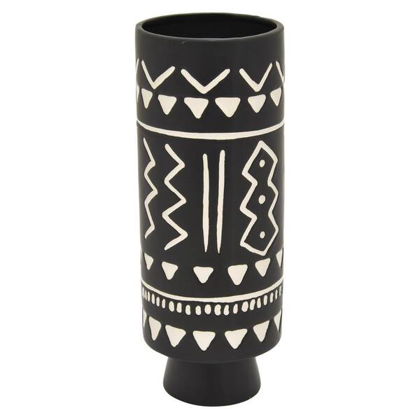 THREE HANDS 11.75 in. Black Ceramic Vase