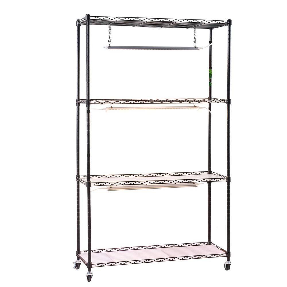59 in. 4-Tier Indoor Plant Shelf w/ Wheels, 90W 3-Color Full Spectrum Grow Light, Metal Stand for Seed Starting and Pots price history on PriceWatchPro