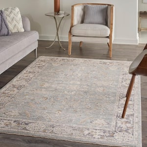 Asher Blue Ivory 5 ft. x 8 ft. All-over design Traditional Area Rug