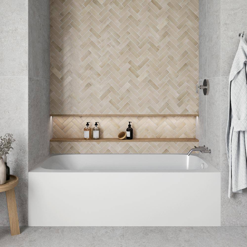 66" Glossy White Acrylic Right-Hand Drain Alcove Bathtub