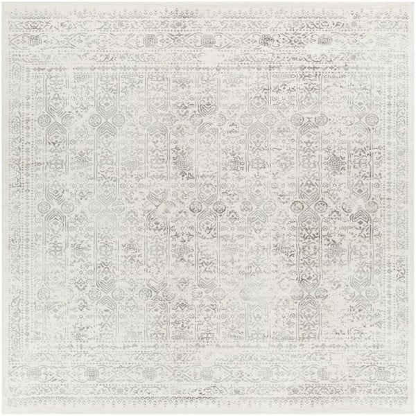 Livabliss Errol Cream 8 ft. x 8 ft. Indoor Distressed Oriental Area Rug