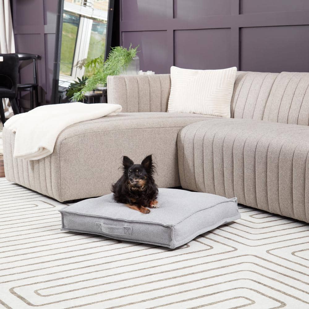 Small Cement Polyester Tufted Dog Bed with Handle