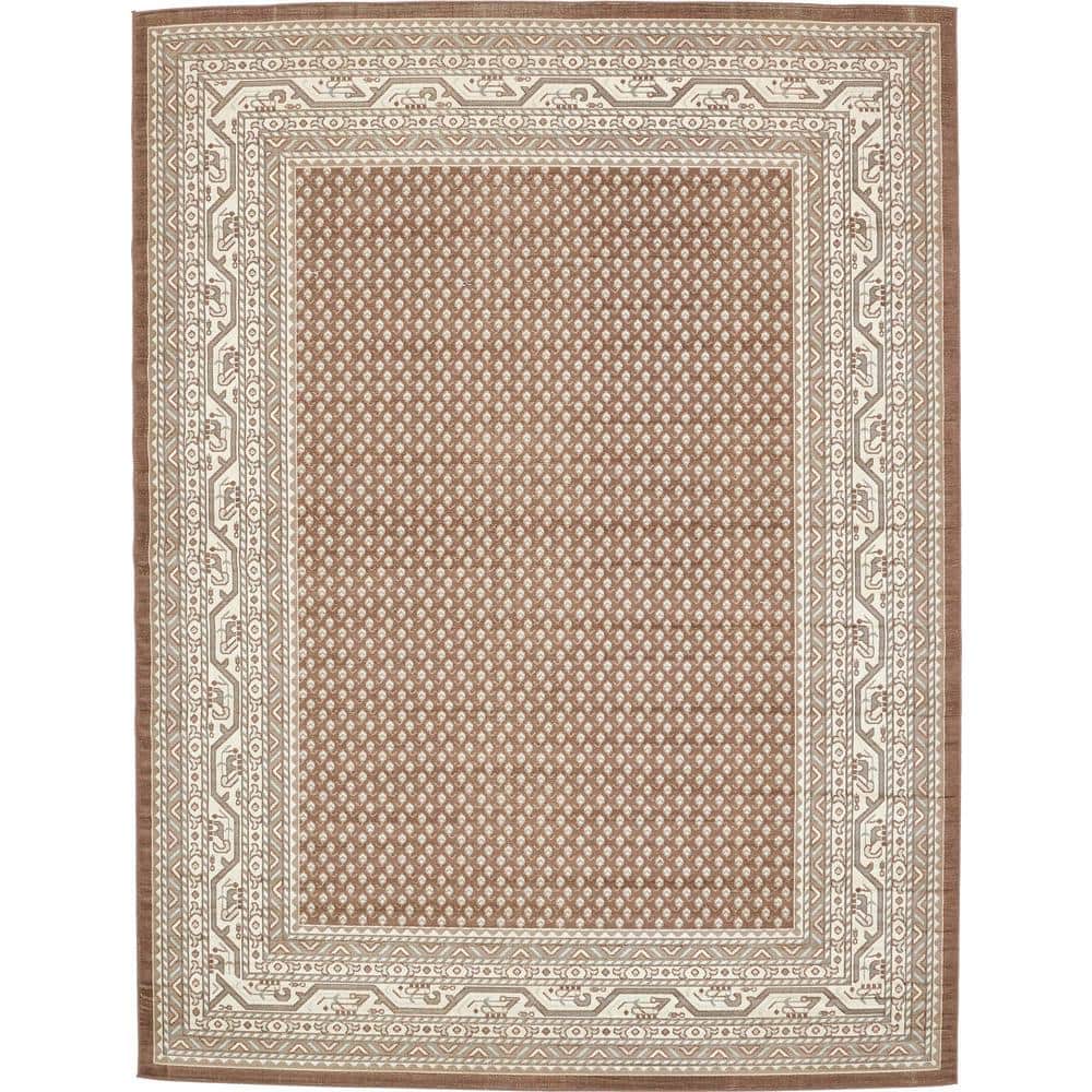 Braided Brown Synthetic 9' x 12' Easy-Care Rectangular Rug