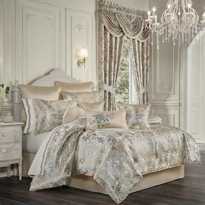 4-Pieces Chablis Rose Gold Polyester Queen Comforter Set