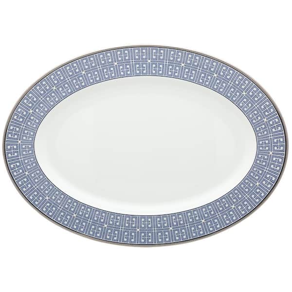 Infinity Blue 16 in. (Blue) Bone China Oval Platter