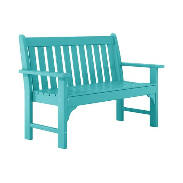 Laguna Outdoor Patio Weather Resistant Poly Plastic 51 in. 2-Person Front Porch Garden Bench in Turquoise