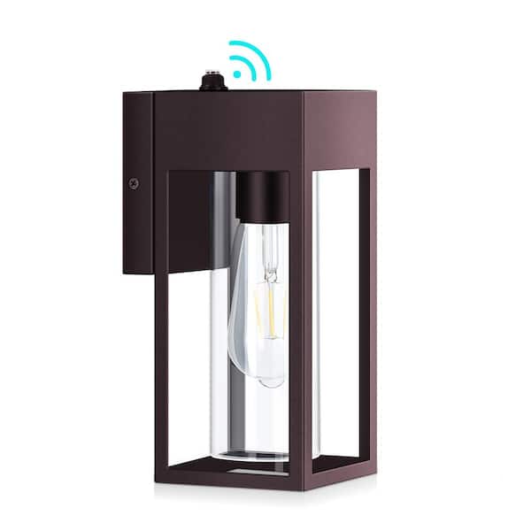 HKMGT 10.2 in. Caramel Dusk to Dawn Modern Porch Lights Outdoor Hardwired Wall Lantern Sconce with No Bulbs Included (1-Pack)