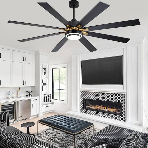 Lignum 72 in. Indoor Black Standard Dimmable Ceiling Fan with Integrated LED and Remote, 6-speed Reversible Fan