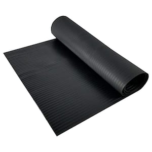 Black Plastic Floor Runner/Protector - Embossed Wide Rib Pattern 36 in. Wide x 12 ft. Long