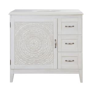 Chennai 37 in. W x 22 in. D x 35 in. H Single Sink Freestanding Bath Vanity in White with White Engineered Stone Top