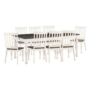 Joanna Ivory and Mocha Brown Wood Dining Set with 8 Side Chairs (9-Piece)