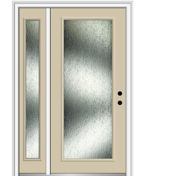 MMI Door 48 in. x 80 in. Left-Hand/Inswing Rain Glass Wicker Fiberglass Prehung Front Door on 4-9/16 in. Frame