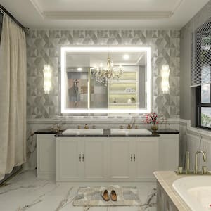 48 in. W x 36 in. H Rectangular Frameless 192 LEDs/m Front Lighted Anti-Fog Tempered Glass Wall Bathroom Vanity Mirror