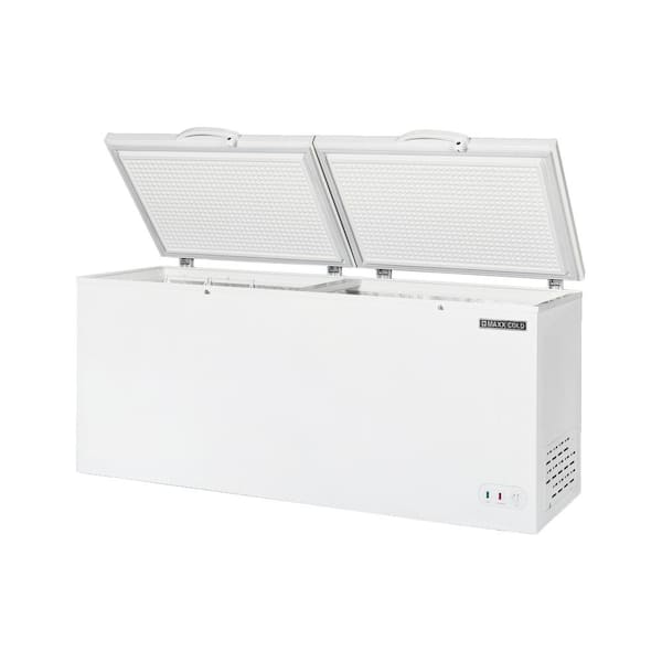 Maxx Cold 76 in. 30 cu. ft. Manual Defrost Extra Large Chest Freezer with Split Top, Locking Lids, Garage Ready, in White