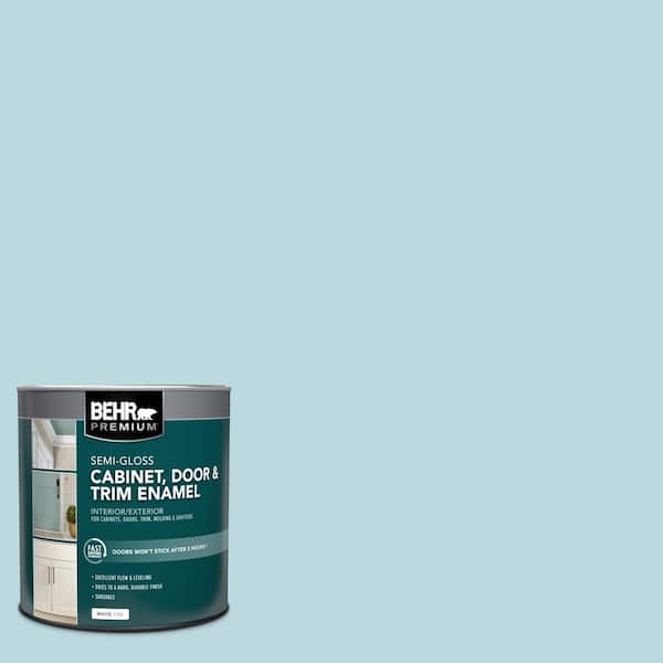 BEHR PREMIUM 1 qt. #S460-1 Air Blue Semi-Gloss Enamel Interior/Exterior Cabinet, Door & Trim Paint