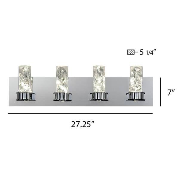 Cusseta 30-Watt Crystal Integrated LED 4-Light Vanity Light Cusseta 30-Watt Crystal Integrated LED 4-Light Vanity Light