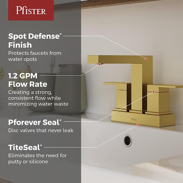 Dumont 4 in. Centerset Double Handle Bathroom Sink Faucet in Spot Defense Brushed Gold