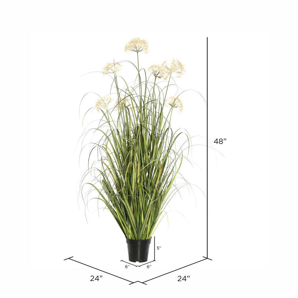 Elegant 48" Cream Dandelion and Green Grass Potted Arrangement
