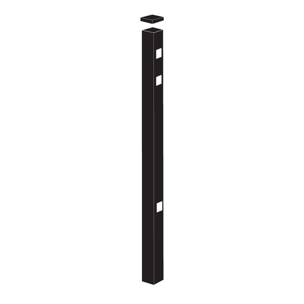 Barrette Outdoor Living 2 in. x 2 in. x 5-7/8 ft. Black Aluminum Fence Gate Post