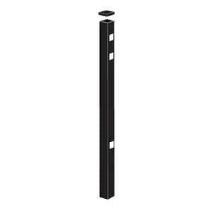 2 in. x 2 in. x 5-7/8 ft. Black Aluminum Fence Gate Post