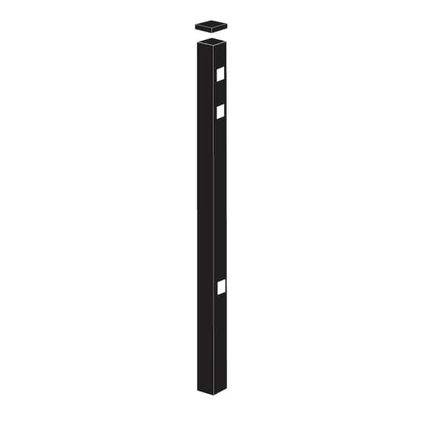 Barrette Outdoor Living 2 in. x 2 in. x 7-1/3 ft. Black Standard-Duty Aluminum Fence End Post