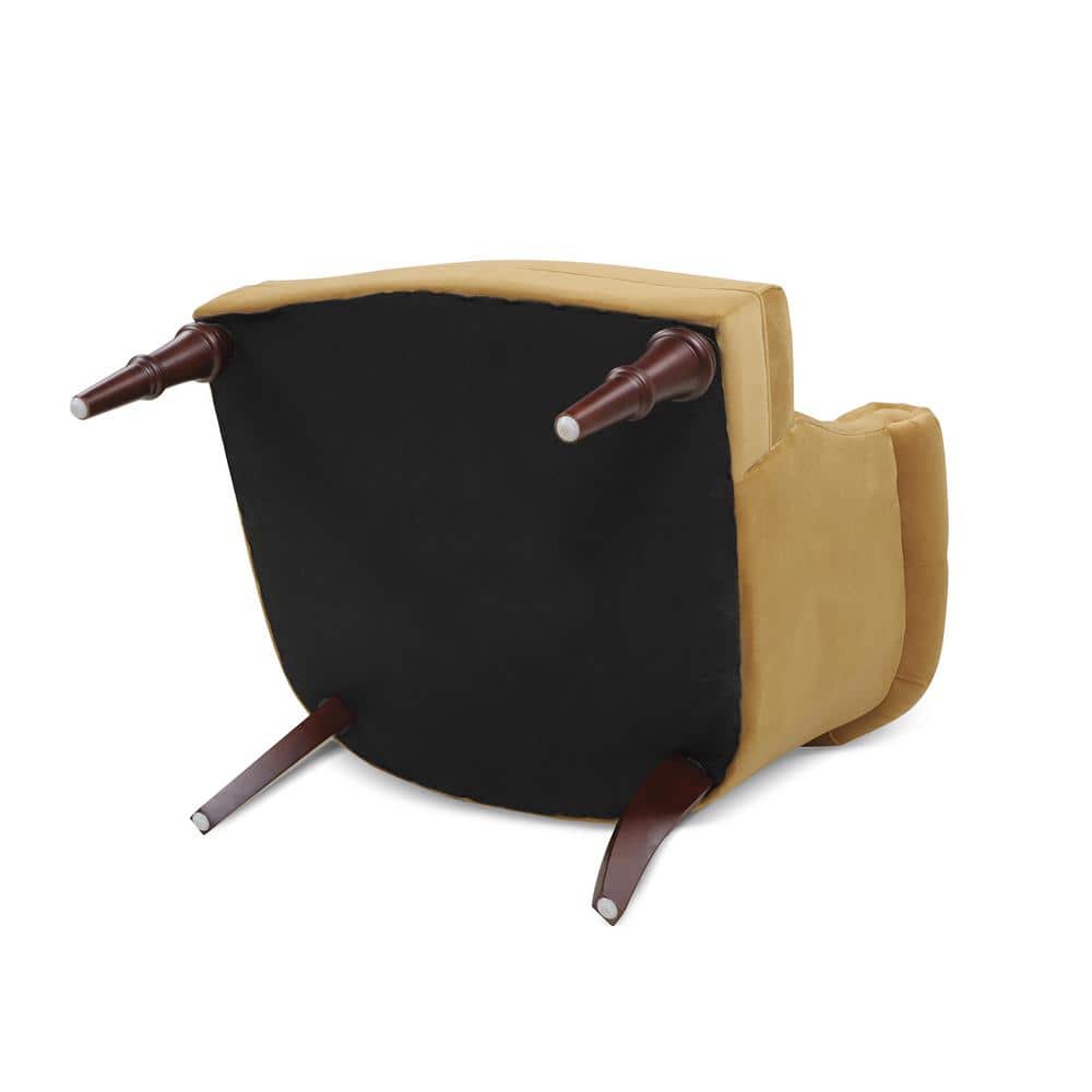 Gold Velvet Barrel Accent Chair with Wood Frame