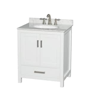Sheffield 30 in. W x 22 in. D x 35.25 in. H Single Bath Vanity in White with White Carrara Marble Top