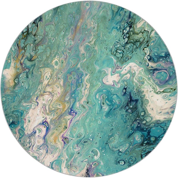 Dream Shag Premium Machine Washable Abstract ADS49 Seaglass 8 ft. x 8 ft. Round Rug