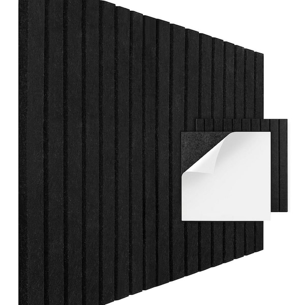 12-Pack Large 11.8 x 11.8 in. Felt Bulletin Board Wall Tiles with Adhesive Modern Black Noise Reducing 12 Sheets